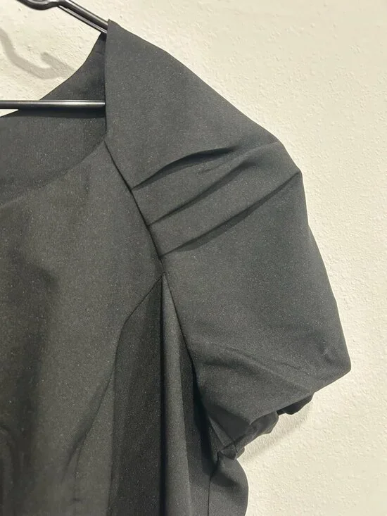 Roamans Womens Black Formal Dress Pleated Short Sleeve Detail Sz 24 W - Picture 4 of 10